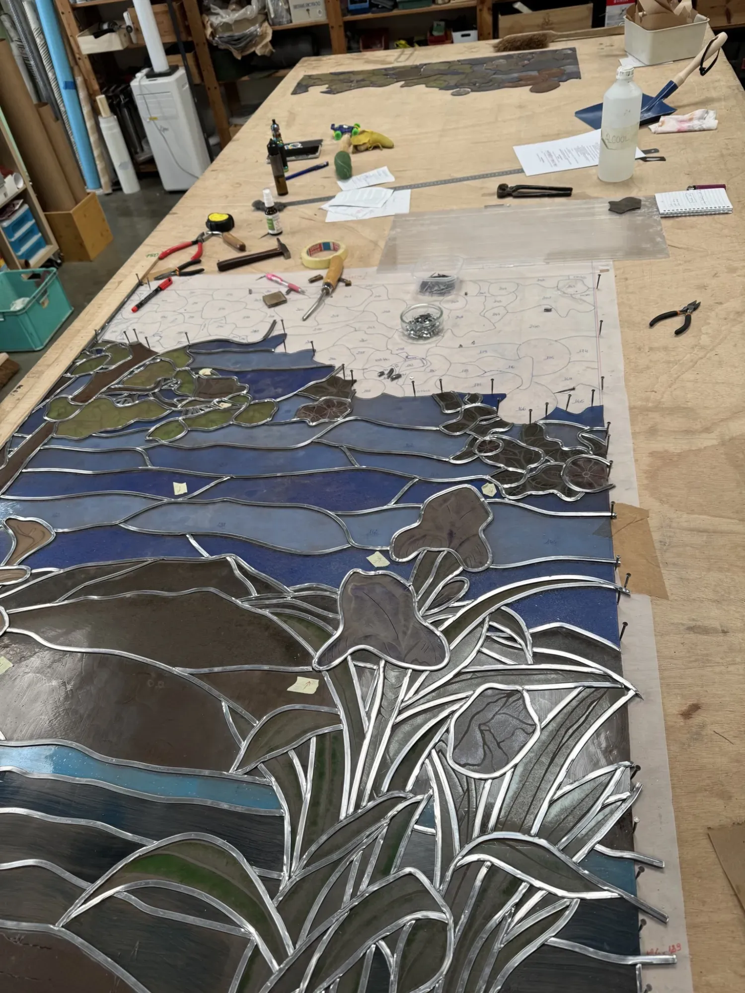 vitrail paysage fleurs oiseau (2)